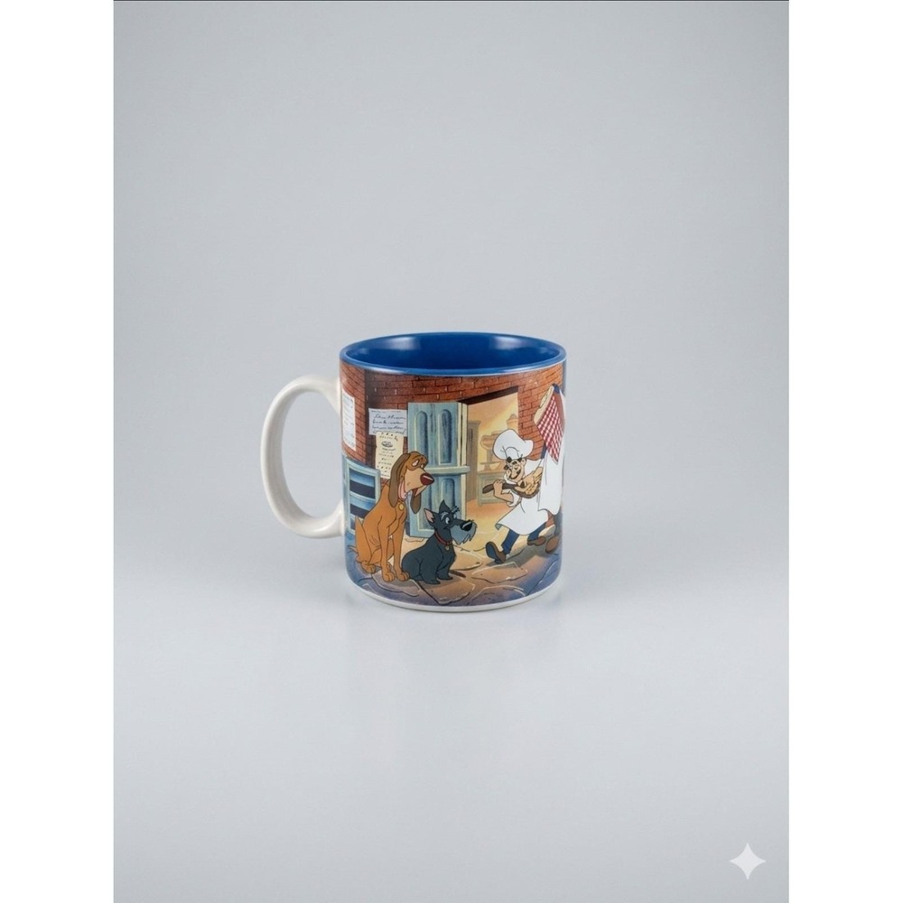 Disney Lady and the Tramp Ceramic Coffee Mug Blue Interior Collectible Cup